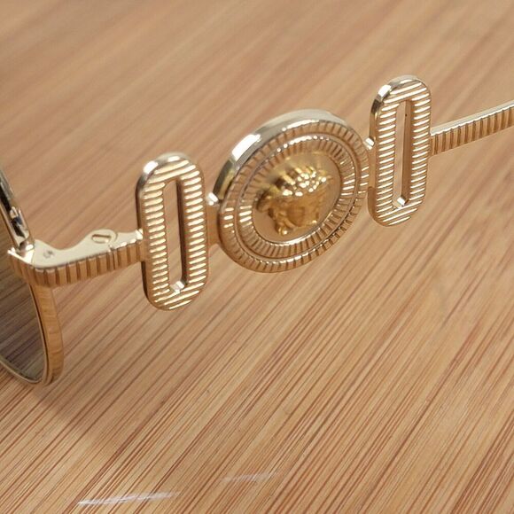 Versace Aviator Sunglasses VE2249 1002/7P Gold Metal Frame Gold Mirror Lens 65mm - Picture 3 of 16